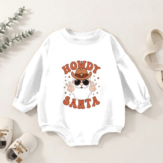 Howdy Santa Peace Christmas Western Cowboy Claus Baby Romper Sweatshirts