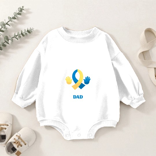 I Wear Blue Yellow Dad Down Syndrome Awareness Baby Romper Sweatshirts