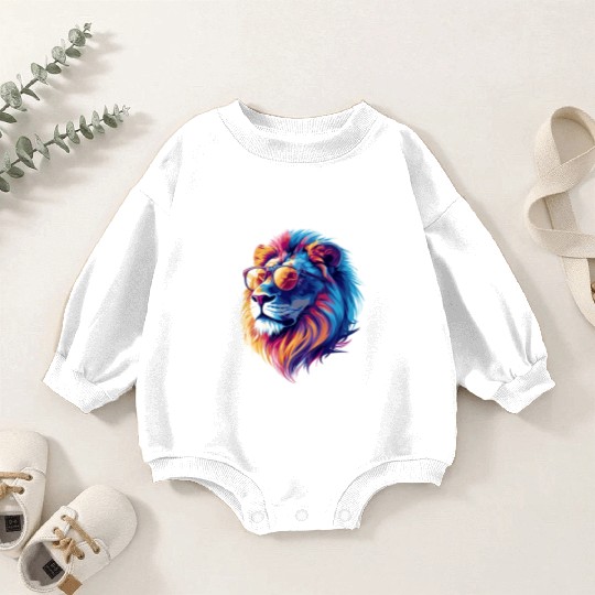 Lion with Glasses Hipster Lion Baby Romper Sweatshirts