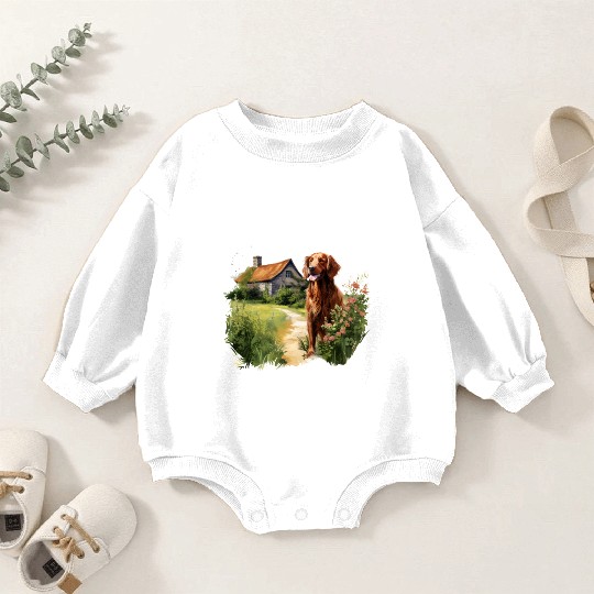 Irish Setter Emerald Dog Cottagecore Adventure Baby Romper Sweatshirts