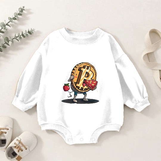 Pi day 3.14 Crypto Bitcoin Eat Strawberry Pizza Baby Romper Sweatshirts