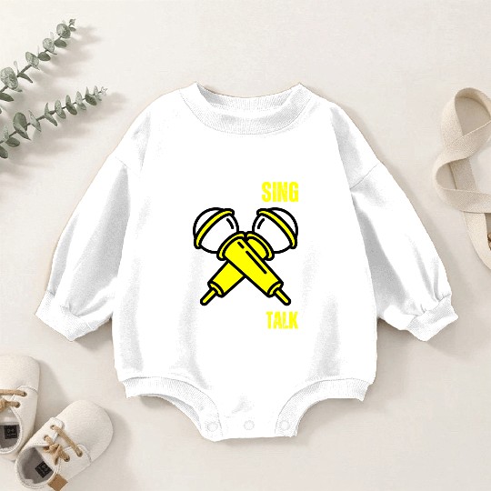 Born To Sing Funny Singer Voice Singing Microphone Baby Romper Sweatshirts