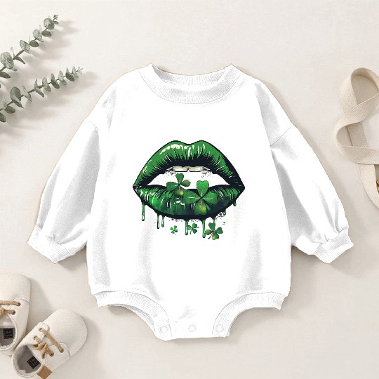 St Patrick Irish Green Lips Baby Romper Sweatshirts