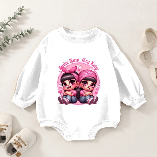 Smile Now Cry Later Drama girls Chicano Art Baby Romper Sweatshirts