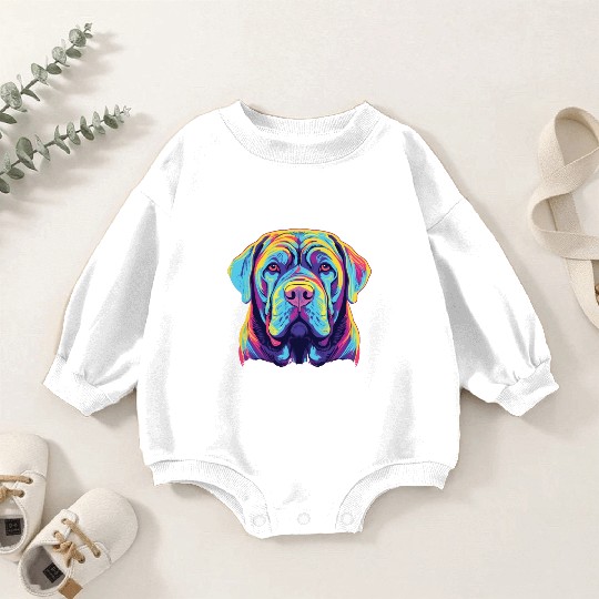 Watercolor Colorful Neapolitan Mastiff Baby Romper Sweatshirts