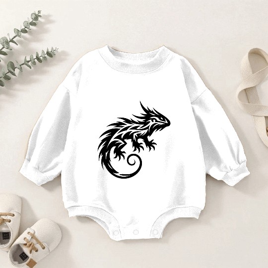 Shaggy Bearded Dragon Tribal Dragon Tattoo Baby Romper Sweatshirts