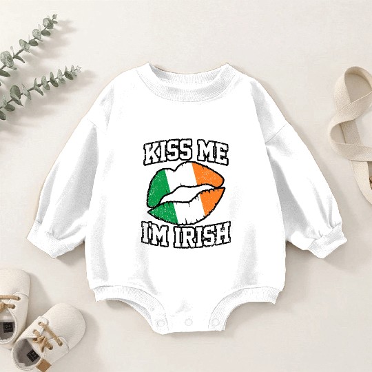 KISS ME IM IRISH ST PATRICKS DAY Baby Romper Sweatshirts