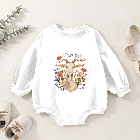 Goat Flowers Farmer Gift Baby Romper Sweatshirts