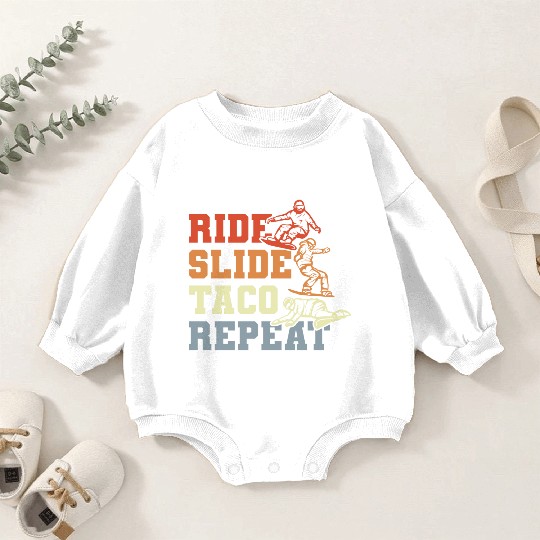 Taco Snowboarding Baby Romper Sweatshirts