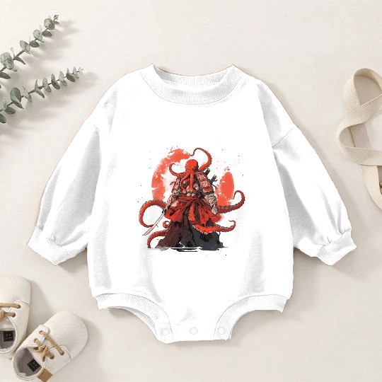 Samurai Katana Sword anime Octopus manga Warrior Baby Romper Sweatshirts
