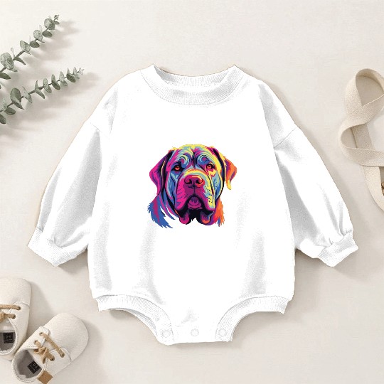 Watercolor Colorful Neapolitan Mastiff Baby Romper Sweatshirts