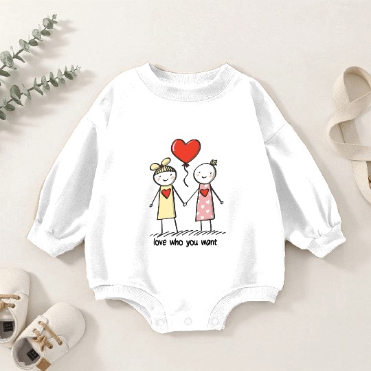 Stick Figure Lesbian Lovers Love Who You Want Baby Romper Sweatshirts