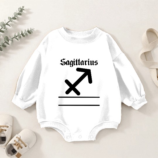 Sagittarius zodiac sign with above letters Baby Romper Sweatshirts