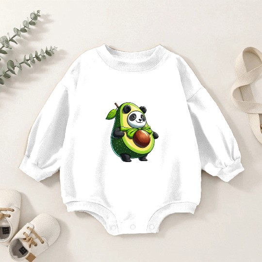 Avocado Panda: Peaceful Green Guardian Baby Romper Sweatshirts