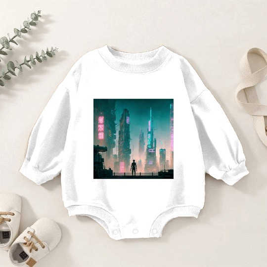 Cyberpunk Cityscape Baby Romper Sweatshirts