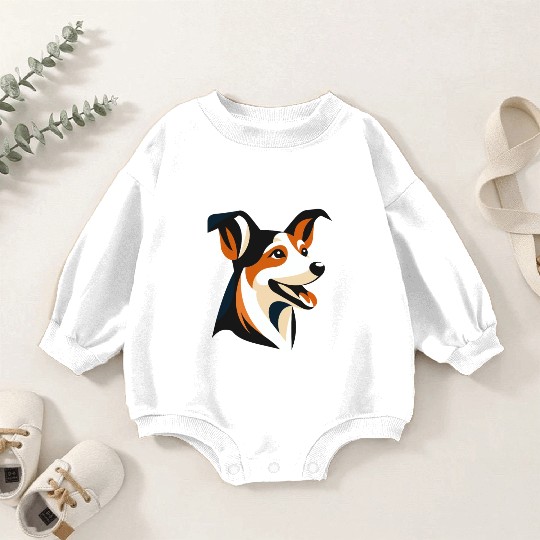 Border Collie Illustration for Dog Lovers Baby Romper Sweatshirts