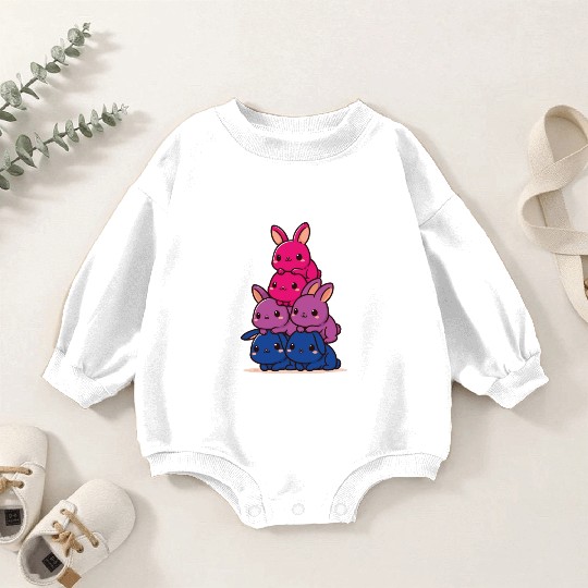 Bunnies Bi Flag Pride Month Cute Bunnies Baby Romper Sweatshirts