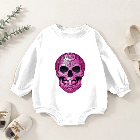 vintage tribal pink Mexican skull Baby Romper Sweatshirts