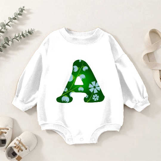 Monogram with capital letter A and bellflowers Baby Romper Sweatshirts