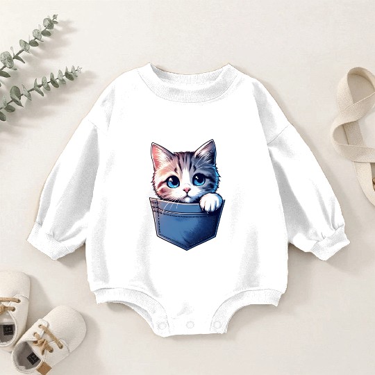 Meowy in a pocket Baby Romper Sweatshirts