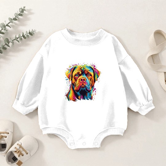 Watercolor Colorful Dogue De Bordeaux Baby Romper Sweatshirts