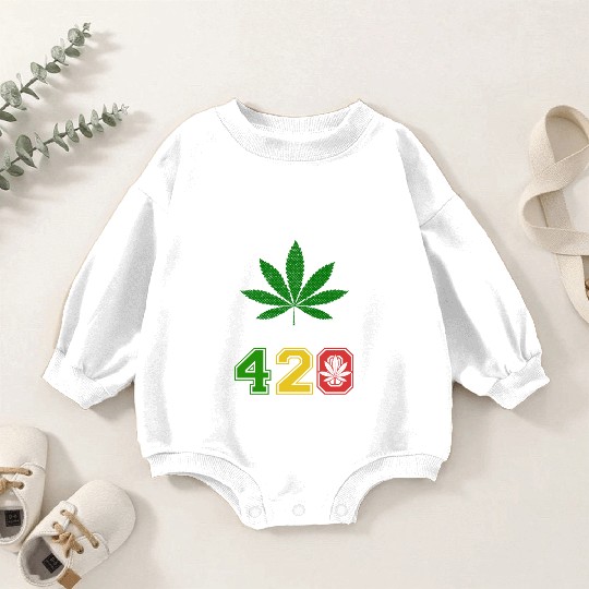 Sidesplitting 420 Love Herb Weed Marijuana Design Baby Romper Sweatshirts