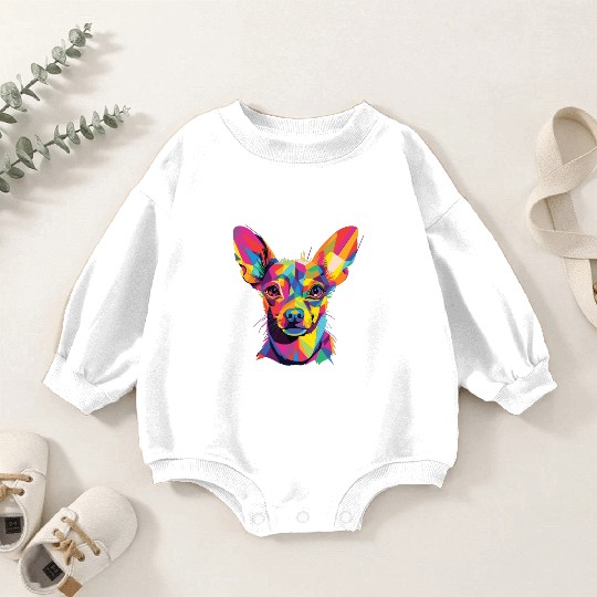 Watercolor Colorful Russian Toy Terrier Baby Romper Sweatshirts