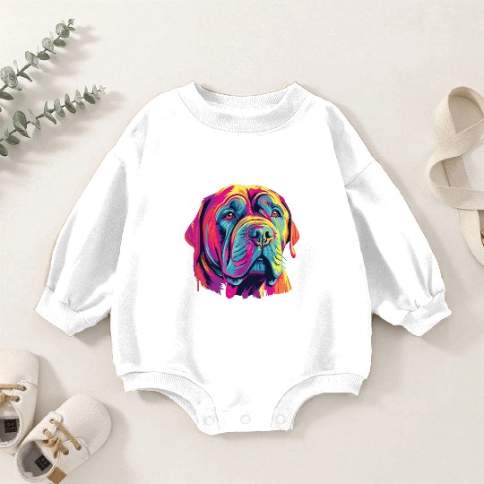Watercolor Colorful Neapolitan Mastiff Baby Romper Sweatshirts