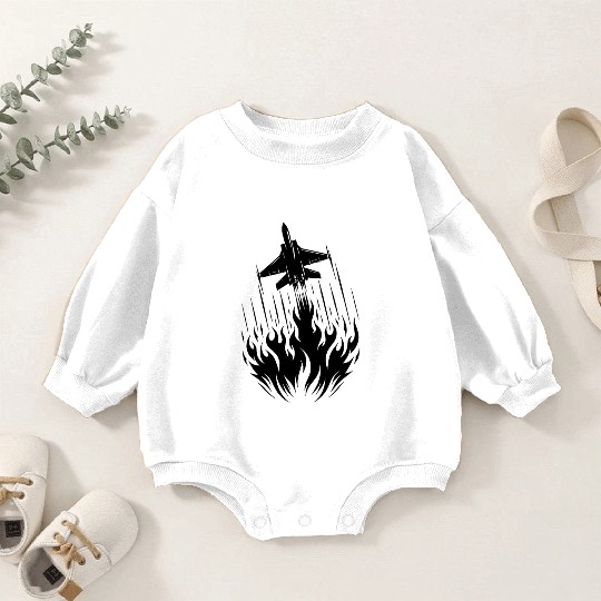 Fighter Jet Model Airplane Fire Flames Flight Baby Romper Sweatshirts