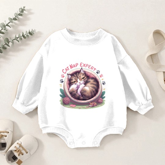 Cat Nap Expert - Funny Cat Outfit! Baby Romper Sweatshirts