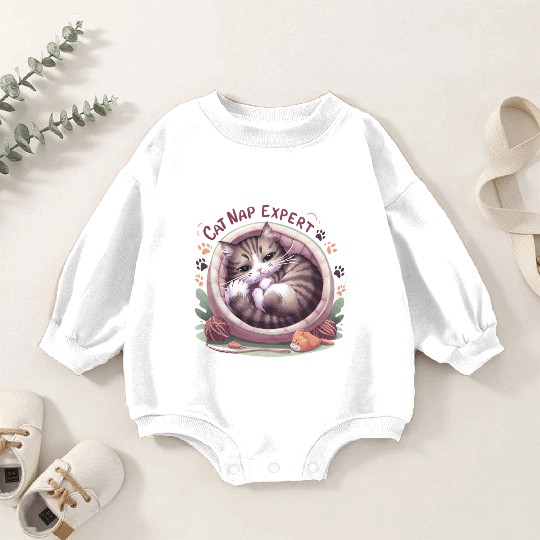 Cat Nap Expert - Funny Cat Outfit! Baby Romper Sweatshirts