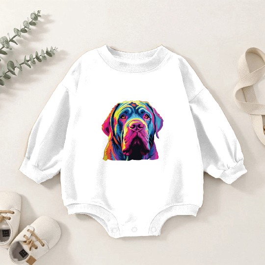 Watercolor Colorful Neapolitan Mastiff Baby Romper Sweatshirts