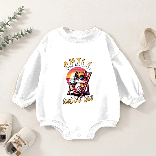 Cool Chill Cat Summer Fan Mode On Baby Romper Sweatshirts