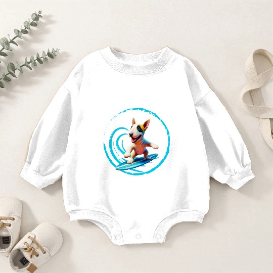 Bull Terrier Surfing Baby Romper Sweatshirts