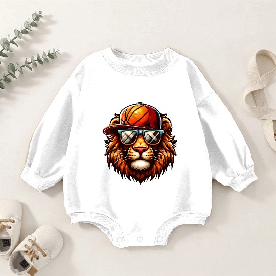 Cute Lion Playing Basketball: King Of The Court Baby Romper Sweatshirts