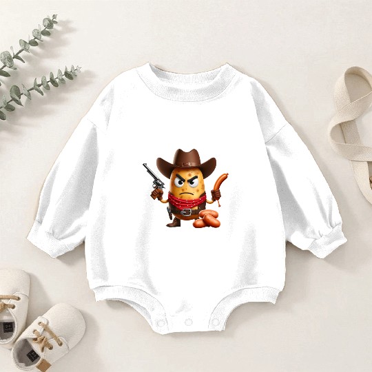 Cowboy potato with sausage gun Baby Romper Sweatshirts