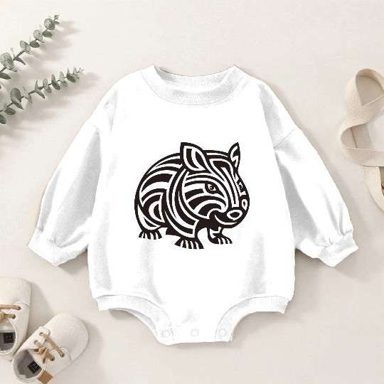 Wombat Tribal Style Vector Design Single Color Baby Romper Sweatshirts