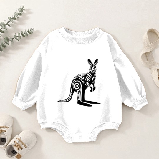 Kangaroo Tribal Style Vector Design Single Color Baby Romper Sweatshirts