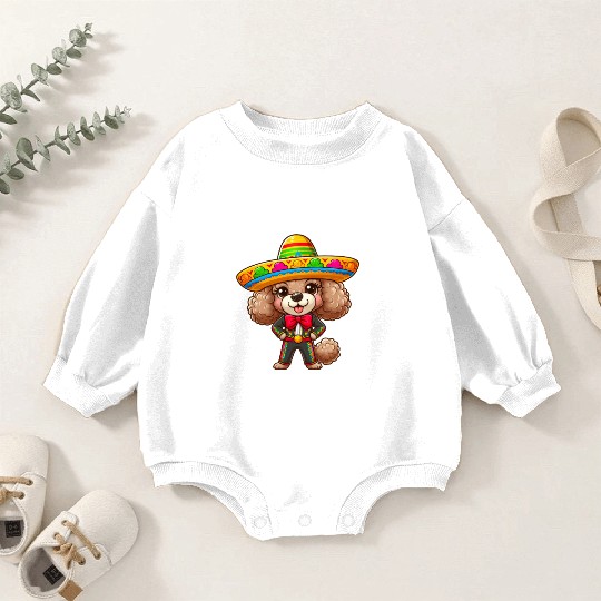 Poodle Celebrates Cinco de Mayo in Mexico Baby Romper Sweatshirts