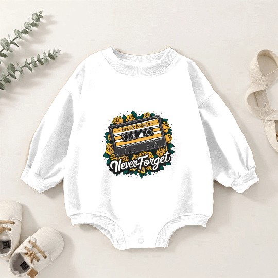 A cassette tape colored with roses 8 Baby Romper Sweatshirts