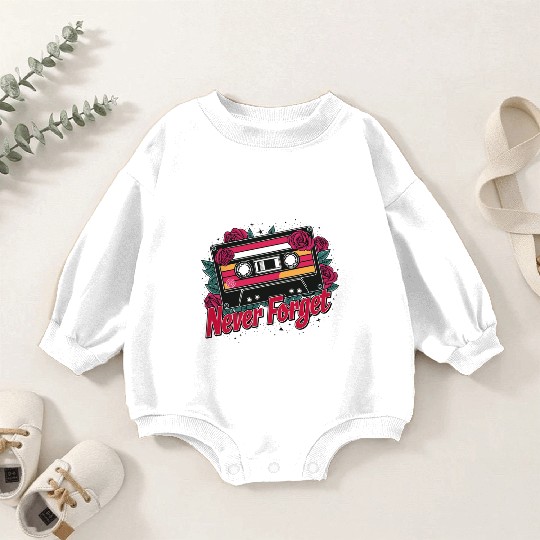 A cassette tape colored with roses 6 Baby Romper Sweatshirts