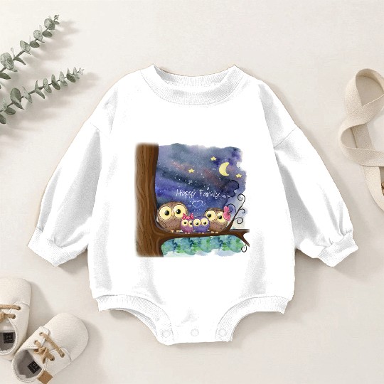 Owl Family Consists of Children Mother Father Mom Baby Romper Sweatshirts