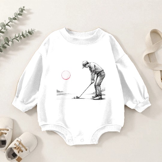 Fairway Focus: Golf Sketch Baby Romper Sweatshirts