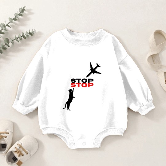 Funny Hilarious Cat Kitty Stop Airplane In Mid Air Baby Romper Sweatshirts