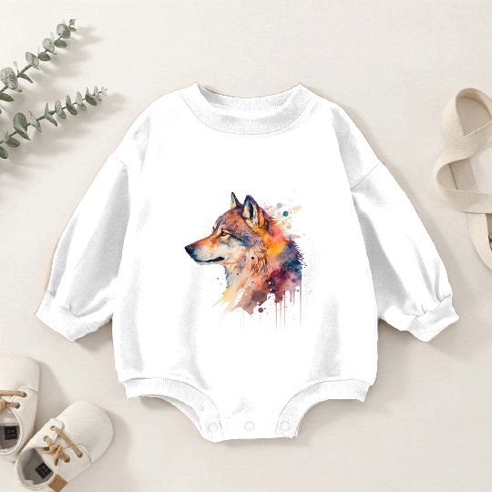Wolf Print, Cosmic Wolves, Animal Print, Cosmos Baby Romper Sweatshirts