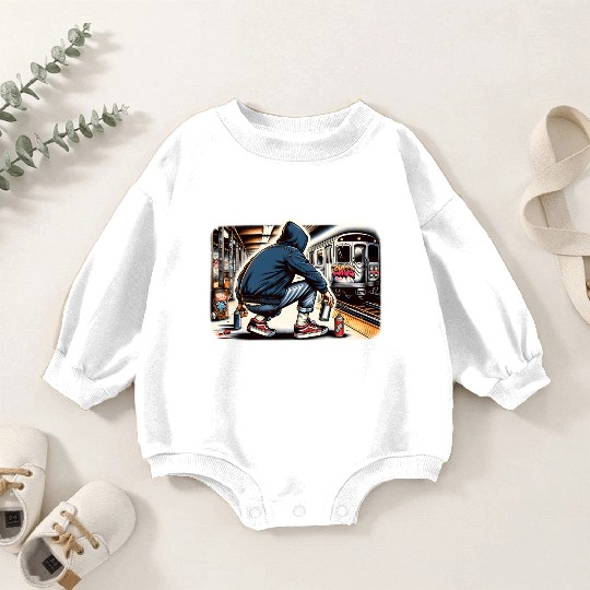 AI Teen in Subway Layup Underground- Masked Border Baby Romper Sweatshirts