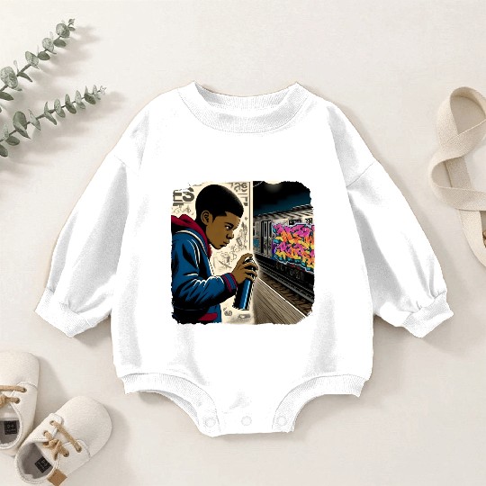AI Teen in Underground Subway Layup -Masked Border Baby Romper Sweatshirts