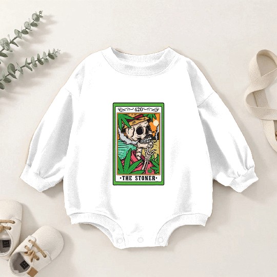 The Stoner Tarot Card Skeleton Cannabis Weed Lover Baby Romper Sweatshirts