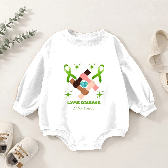 Lime Green Ribbon Lyme Disease Awareness Baby Romper Sweatshirts