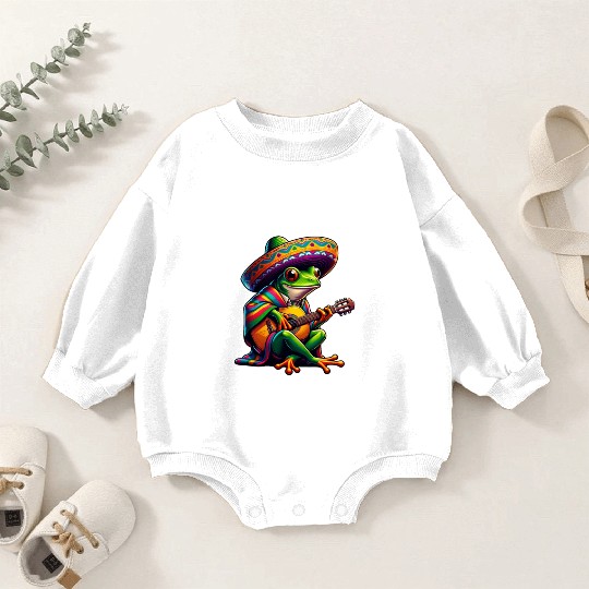 Cinco de Mayo Frog Mariachi Guitar Baby Romper Sweatshirts
